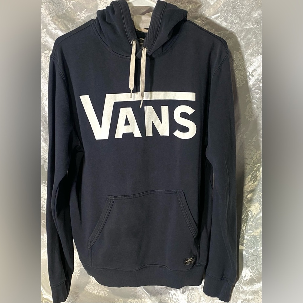 Vans Classic Pullover Hoodie, In Navy With White Graphic  Iconic Logo On Front